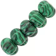 Perla rotonda a forma di zucca 12 mm - Malachite x1
