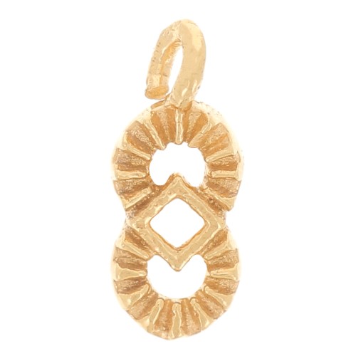 Mini ciondolo etnico cavo 9x4 mm - Dorato in oro fino x1