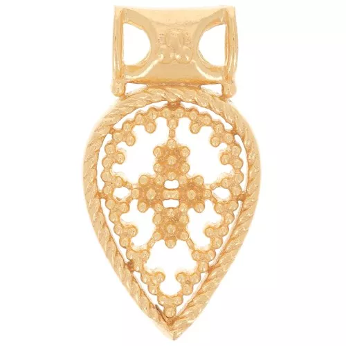 Pendente a goccia traforato 19x10 mm con piccole sfere - Dorato in oro fino x1