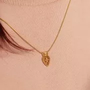 Pendente a goccia traforato 19x10 mm con piccole sfere - placcato oro 3 micron x1