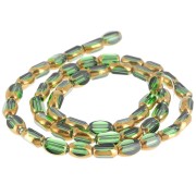 Perla di vetro sfaccettata color oliva 7x4 mm - Verde scuro - Dorata x33 cm