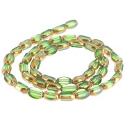 Perle olive sfaccettate 7x4 mm in vetro - Verde - Oro x31cm