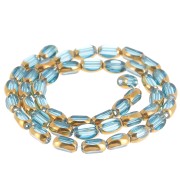 Perle olive sfaccettate 7x4 mm in vetro - Blu - Oro x31cm