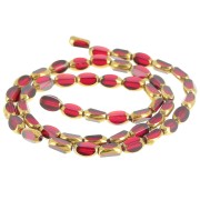 Perle olive sfaccettate 7x4 mm in vetro - Rosso - Oro x31cm