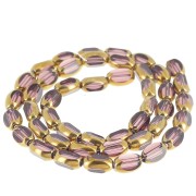 Perle olive sfaccettate 7x4 mm in vetro - Ametista - Oro x31cm|raw }}