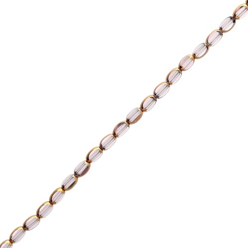 Perla di vetro sfaccettata color oliva 7x4 mm - Light Amethyst - Dorata x 32 cm