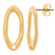 Orecchini ovali martellati 22x10 mm - Dorati con oro fino x2