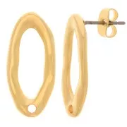 Orecchini ovali martellati 22x10 mm - Dorati con oro fino x2