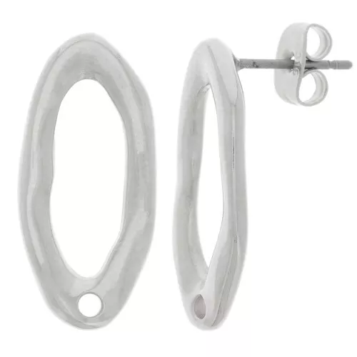 Orecchini ovali irregolari martellati 22x10 mm - Placcatura argento fine x2