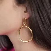 Orecchini ovali irregolari martellati 22x10 mm - Placcatura argento fine x2