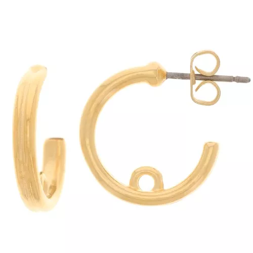 Orecchini a cerchio aperti 17 mm con anello chiuso - Dorati con oro fino x2