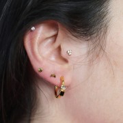 Orecchini a cerchio aperti da 17 mm in resina epossidica - Dorati con oro fino - Nero x2