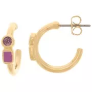 Orecchini a cerchio aperto 17 mm con resina epossidica -oro fino- prugna x2