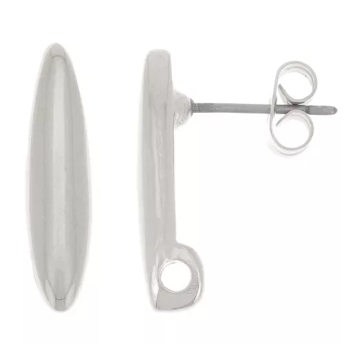 Orecchini barra arrotondata 18x4,5 mm con un foro - Placcatura argento fine x2