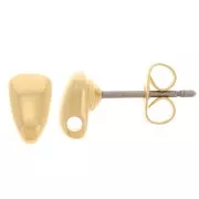 Orecchini a triangolo bombato 7x4,5 mm con foro -Dorato oro fino x2