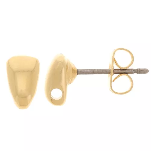 Orecchini a triangolo bombato 7x4,5 mm con foro -Dorato oro fino x2