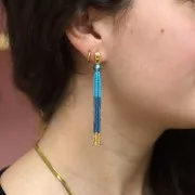 Orecchini a triangolo bombato 7x4,5 mm con foro -Dorato oro fino x2