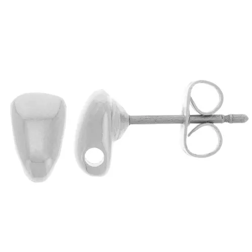 Orecchini triangolari curvi 7x4,5 mm con un foro - Placcatura fine in argento x2