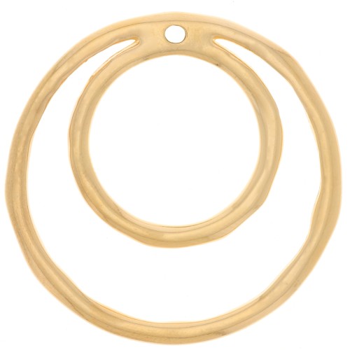 Pendente a doppio cerchio irregolare 36 mm - Dorato in oro fino x1