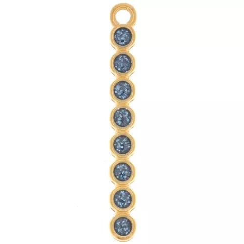 Pendente barra 32x4 mm in resina epossidica - Dorato con oro fino - Glitter blu x1