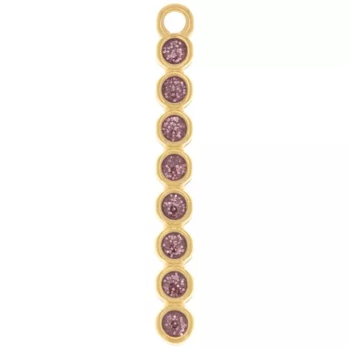 Pendente barra 32x4 mm in resina epossidica -oro fino - Glitter viola x1
