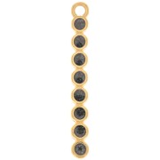Pendente barra 32x4mm in resina epossidica - Dorato con oro fino - Glitter nero x1|raw }}