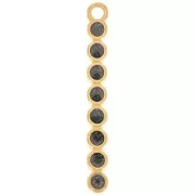 Pendente barra 32x4mm in resina epossidica - Dorato con oro fino - Glitter nero x1