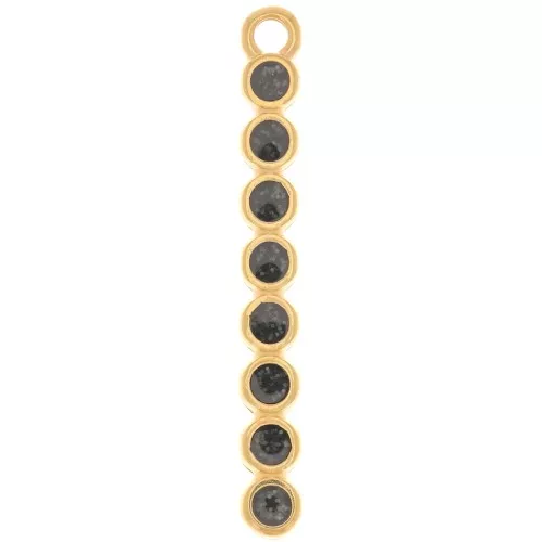 Pendente barra 32x4mm in resina epossidica - Dorato con oro fino - Glitter nero x1