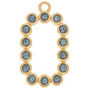 Pendente rettangolare 26x15 mm in resina epossidica -oro fino - Glitter blu