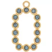 Pendente rettangolare 26x15 mm in resina epossidica -oro fino - Glitter blu