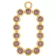 Pendente rettangolo 26x15 mm in resina epossidica -oro fino - Glitter viola