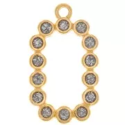 Pendente rettangolare 26x15mm in resina epossidica- oro fino - Argento con glitter