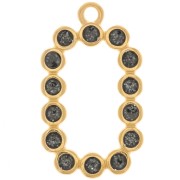 Pendente rettangolare 26x15 mm in resina epossidica - Dorato con oro fino - Glitter nero