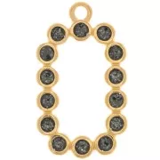 Pendente rettangolare 26x15 mm in resina epossidica - Dorato con oro fino - Glitter nero