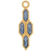 Pendente geometrico 24x7mm in resina epossidica -Dorato con oro fino - Glitter blu|raw }}