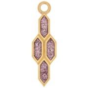 Pendente geometrico 24x7mm in resina epossidica Dorato con oro fino Glitter viola|raw }}