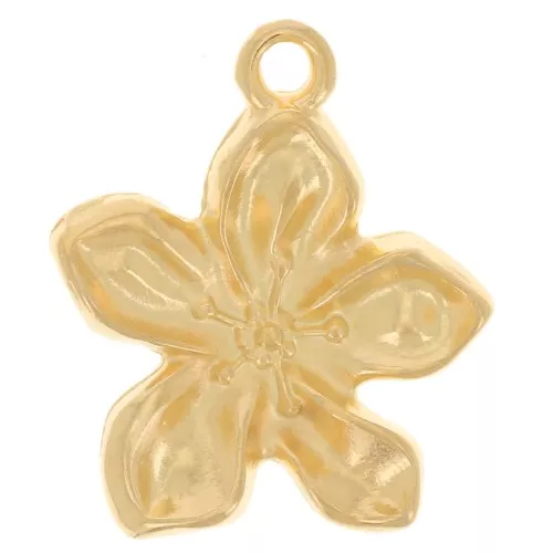 Pendente a forma di fiore 18x15 mm - Dorato in oro fino x1