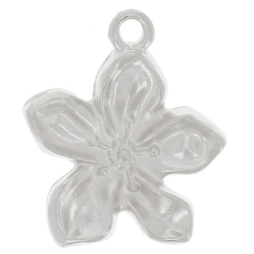 Pendente forma di fiore 18x15 mm - Placcatura fine in argento x1