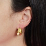 Orecchini 21,5 mm effetto plissettato - Acciaio inossidabile 316L dorato x2