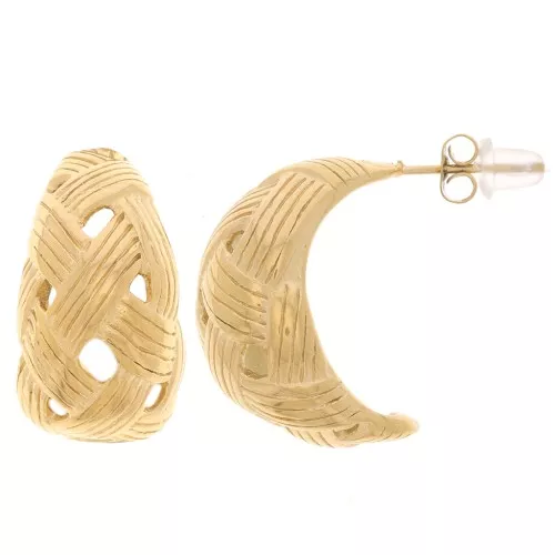 Orecchini 21 mm effetto intrecciato - Acciaio inossidabile 316L dorato x2