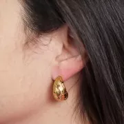 Orecchini 21 mm effetto intrecciato - Acciaio inossidabile 316L dorato x2