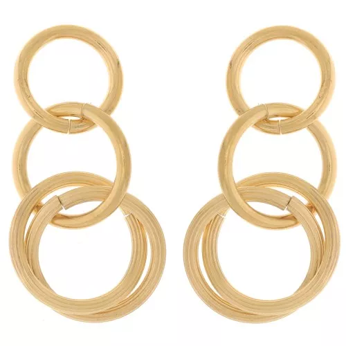 Orecchini a cerchio multiplo 39x18 mm - Acciaio inossidabile 304L dorato x2