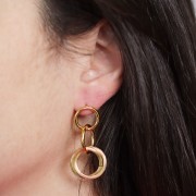 Orecchini a cerchio multiplo 39x18 mm - Acciaio inossidabile 304L dorato x2