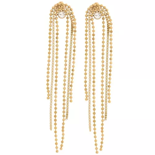 Orecchini 74x12mm con strass - Acciaio inossidabile 304L dorato - Cristallo x2