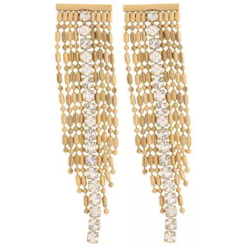 Orecchini 64x15mm con strass - Acciaio inossidabile 304L dorato- Cristallo x2