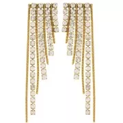 Orecchini asimmetrici 79x17 mm con strass Acciaio inossidabile 304L dorato x2