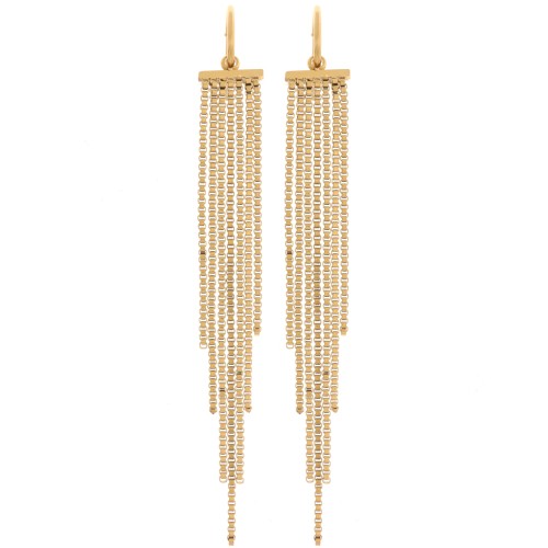 Orecchini a cerchio sottili con pendente a frange da 85 mm - Acciaio inossidabile 304 Dorato x2