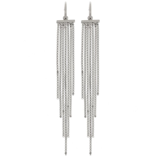 Orecchini a cerchio con frangia pendente 85 mm - Acciaio inossidabile 304L x2