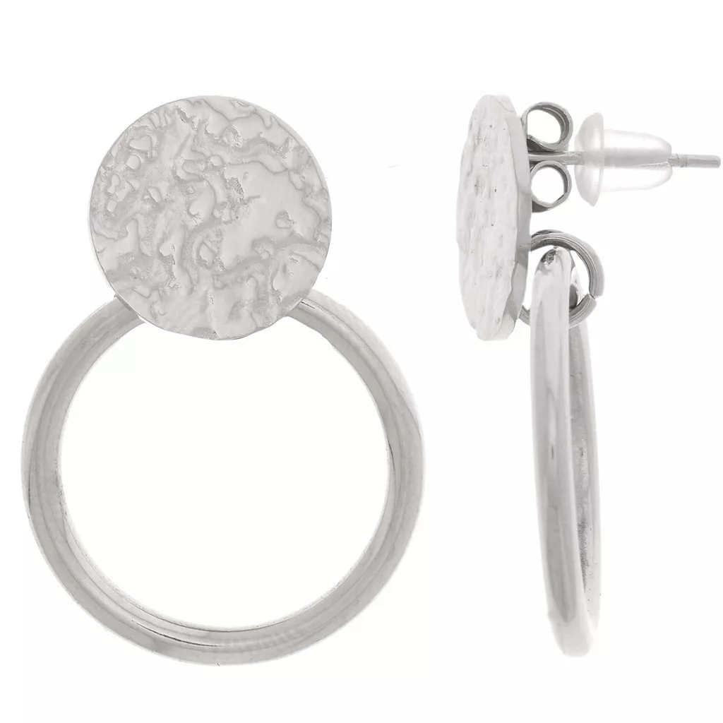 Orecchini A Cerchio Grandi Donna – Acciaio Inox Tono Argento – 1,75 Pollici