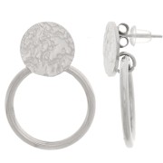 Orecchini tondi martellati con cerchio cavo 27x20 mm - Acciaio inossidabile 304L x2